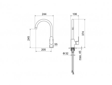 Смеситель для Кухни «Aquatek» Оберон, Хром (AQ1282CR)