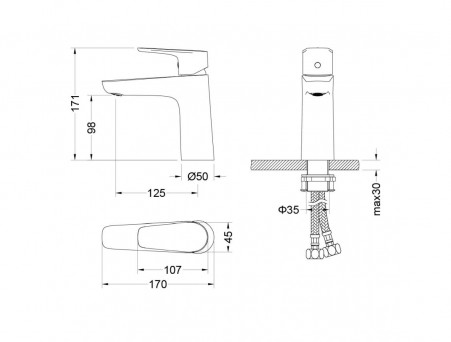 Смеситель для Раковины «Aquatek» 98 Бетта, Хром (AQ1110CR)