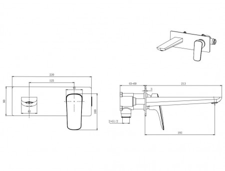 Смеситель для Раковины «Aquatek» Вега, Встраиваемый в Стену, Хром (AQ1013CR)