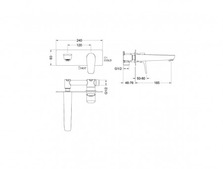 Смеситель для Раковины «Aquatek» Бетта, Встраиваемый в Стену, Хром (AQ1113CR)