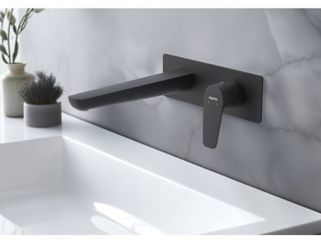 Смеситель для Раковины «Aquatek» Бетта, Встраиваемый в Стену, Черный Матовый (AQ1113MB)