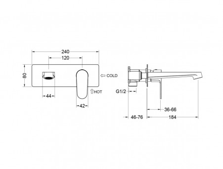 Смеситель для Раковины «Aquatek» Оберон, Встраиваемый в Стену, Черный Матовый (AQ1213MB)