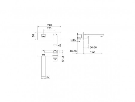 Смеситель для Раковины «Aquatek» Лира, Встраиваемый в Стену, Черный Матовый (AQ1413MB)