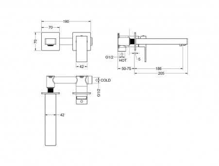 Смеситель для Раковины «Aquatek» Либра, Встраиваемый в Стену, Черный Матовый (AQ1613MB)