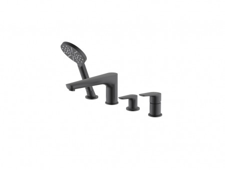 Смеситель на Борт Ванны «Aquatek» Бетта, 4 Отверстия, Черный Матовый (AQ1148MB)