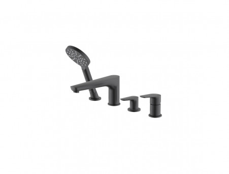 Смеситель на Борт Ванны «Aquatek» Бетта, 4 Отверстия, Черный Матовый (AQ1148MB)
