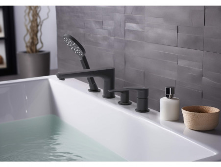 Смеситель на Борт Ванны «Aquatek» Бетта, 4 Отверстия, Черный Матовый (AQ1148MB)