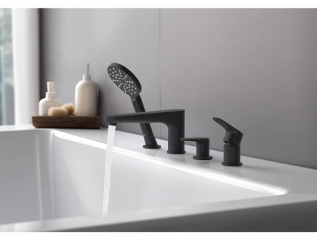 Смеситель на Борт Ванны «Aquatek» Бетта, 4 Отверстия, Черный Матовый (AQ1148MB)