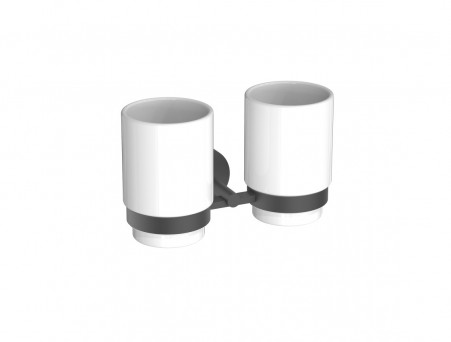 Стакан с Держателем «Aquatek» Дваойной Бетта, Черный Матовый (AQ4617MB)