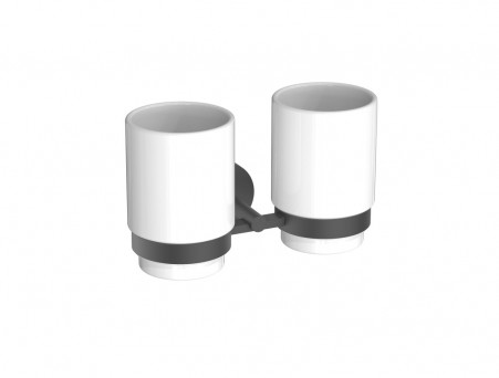 Стакан с Держателем «Aquatek» Дваойной Бетта, Черный Матовый (AQ4617MB)