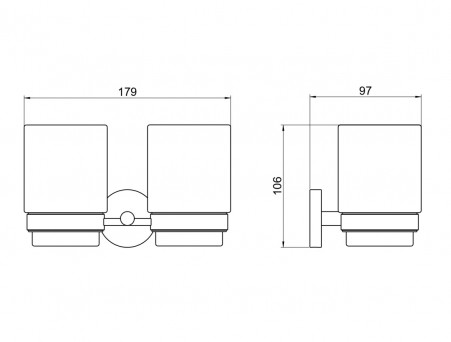 Стакан с Держателем «Aquatek» Дваойной Бетта, Черный Матовый (AQ4617MB)