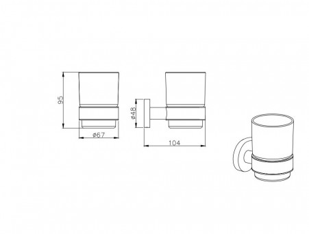 Стакан с Держателем «Aquatek» Вега, Хром/Белый Матовый  (AQ4004CR)