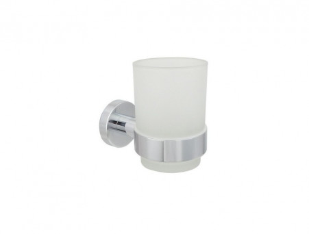 Стакан с Держателем «Aquatek» Вега, Хром/Белый Матовый  (AQ4004CR)