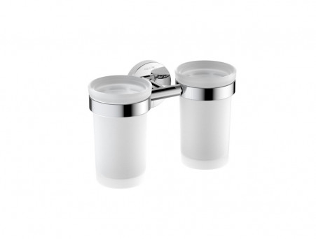 Стакан с Держателем «Aquatek» Европа, Хром/Белый Матовый  (AQ4117CR)