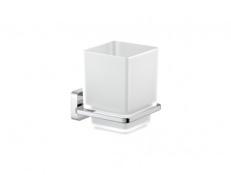 Стакан с Держателем «Aquatek» Либра, Хром/Белый Матовый  (AQ4304CR)