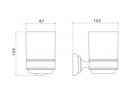 Стакан с Держателем «Aquatek» Классик, Хром (AQ4504CR)