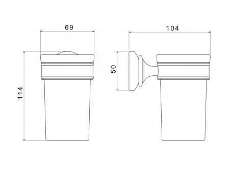 Стакан с Держателем «Aquatek» Классик, Хром (AQ4527CR)