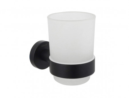 Стакан с Держателем «Aquatek» Вега, Черный Матовый/Белый Матовый  (AQ4004MB)