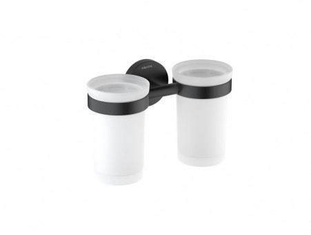 Стакан с Держателем «Aquatek» Европа, Черный Матовый/Белый Матовый  (AQ4117MB)