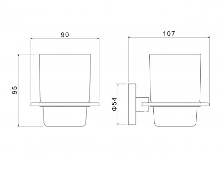 Стакан с Держателем «Aquatek» Оберон, Черный Матовый/Белый Матовый  (AQ4204MB)