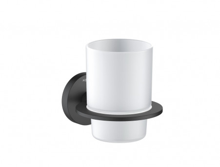 Стакан с Держателем «Aquatek» Оберон, Черный Матовый/Белый Матовый  (AQ4204MB)