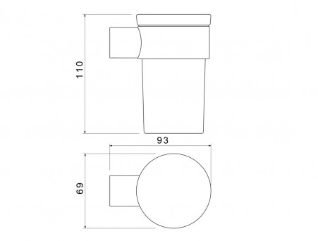 Стакан с Держателем «Aquatek» Лира, Черный Матовый/Белый Матовый  (AQ4427MB)