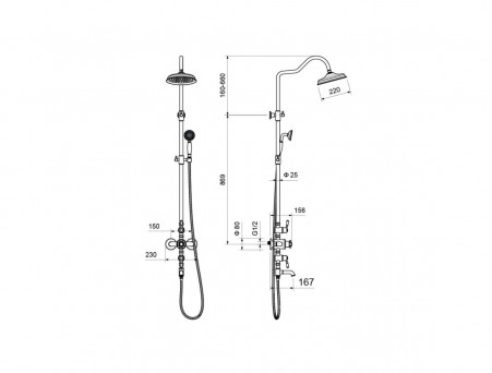 Душевая Система «Aquatek» Термостатическая, Классик, Черный Матовый (AQ2543MB)