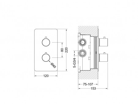 Смеситель для Ванны «Aquatek» Термостатический, Европа, Хром, 3 Режима, Встраиваемый (AQ1393CR)
