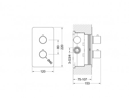 Смеситель для Ванны «Aquatek» Термостатический, Европа, Хром, Встраиваемый (AQ1391CR)