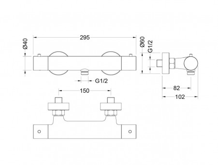 Смеситель для Душа «Aquatek» Европа, Термостатический, Черный Матовый (AQ1363MB)