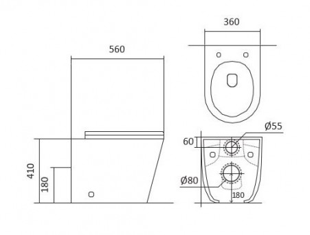 Унитаз Напольный «Aquatek» Вега, Безободковый, Сиденье Soft Close, 56x36x41см (AQ1906-00)