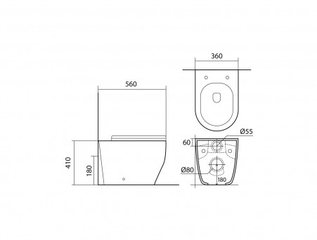 Унитаз Напольный «Aquatek» Европа, Безободковый, Сиденье Soft Close, 56x36x41см (AQ1902-00)