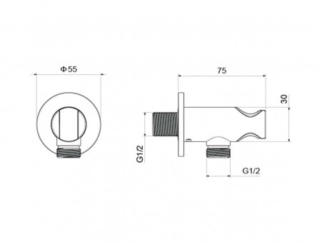 Шланговое Подсоединение с Держателем «Aquatek» Настенное, Хром (AQ2460CR)