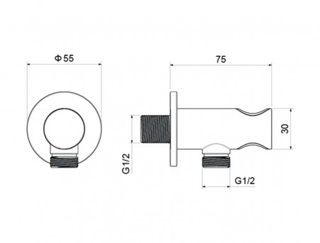 Шланговое Подсоединение с Держателем «Aquatek» Настенное, Хром (AQ2464CR)