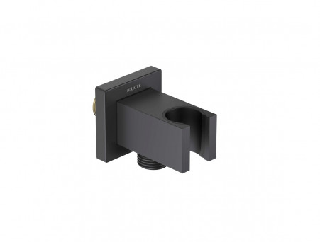 Шланговое Подсоединение с Держателем «Aquatek» Настенное, Черный Матовый (AQ2463MB)
