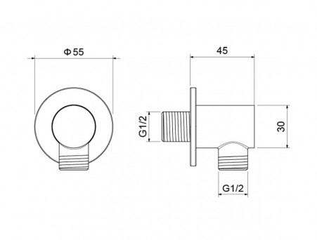 Шланговое Подсоединение «Aquatek» Настенное, Хром (AQ2456CR)