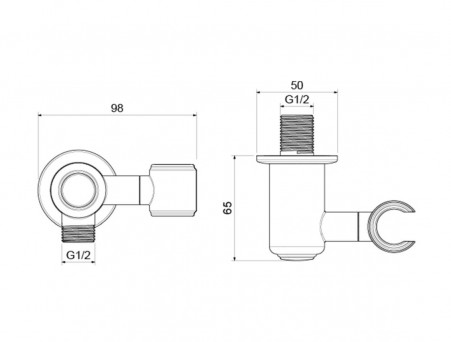 Шланговое Подсоединение «Aquatek» Классик Настенное, Черный Матовый (AQ2462MB)