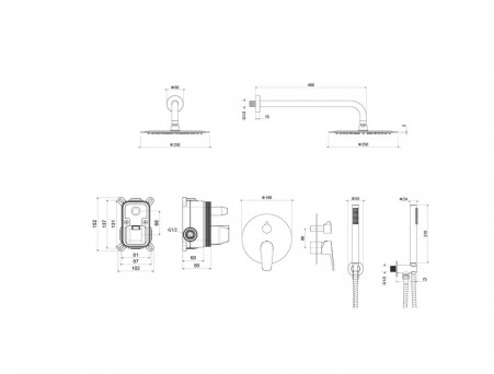 Душевая Система «Aquatek» SET 3в1 Оберон, Черный Матовый (AQ1172MB)