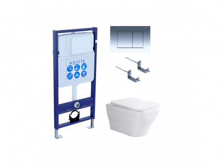 Комплект «Aquatek» SET Амадео-010: Унитаз с Крышкой-Сиденьем, Инсталляция, Звукоизоляция, Клавиша и Крепления (INS-0000012+AQ1163-00)