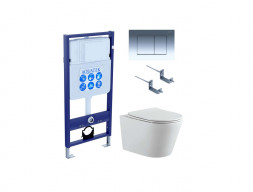 Комплект «Aquatek» SET Вега-010: Унитаз с Крышкой-Сиденьем, Инсталляция, Звукоизоляция, Клавиша и Крепления (INS-0000012+AQ1905-00)