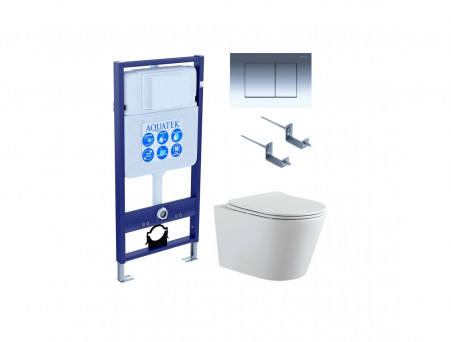 Комплект «Aquatek» SET Вега-010: Унитаз с Крышкой-Сиденьем, Инсталляция, Звукоизоляция, Клавиша и Крепления (INS-0000012+AQ1905-00)