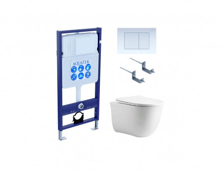 Комплект «Aquatek» SET Классик CM-009: Унитаз с Крышкой-Сиденьем, Инсталляция, Звукоизоляция, Клавиша и Крепления (INS-0000012+AQ1112-00)