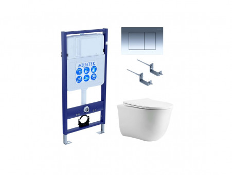 Комплект «Aquatek» SET Классик CM-010: Унитаз с Крышкой-Сиденьем, Инсталляция, Звукоизоляция, Клавиша и Крепления (INS-0000012+AQ1112-00)