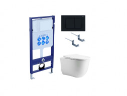 Комплект «Aquatek» SET Классик CM-012: Унитаз с Крышкой-Сиденьем, Инсталляция, Звукоизоляция, Клавиша и Крепления (INS-0000012+AQ1112-00)