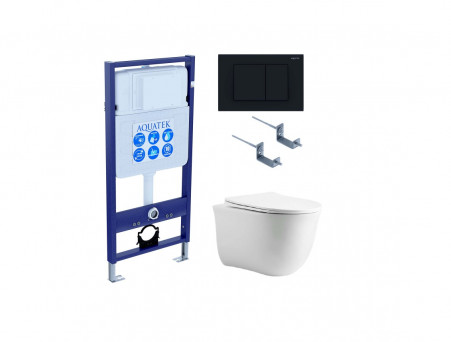 Комплект «Aquatek» SET Классик CM-012: Унитаз с Крышкой-Сиденьем, Инсталляция, Звукоизоляция, Клавиша и Крепления (INS-0000012+AQ1112-00)