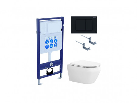 Комплект «Aquatek» SET Лея-012: Унитаз с Крышкой-Сиденьем, Инсталляция, Звукоизоляция, Клавиша и Крепления (INS-0000012+AQ1199-00)