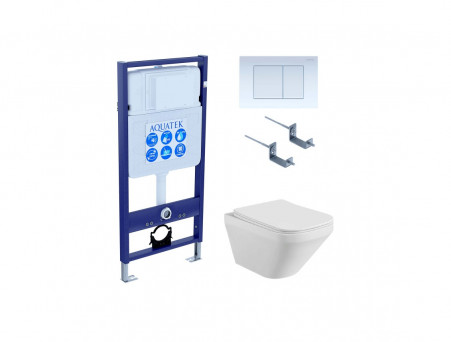 Комплект «Aquatek» SET Лира-009: Унитаз с Крышкой-Сиденьем, Инсталляция, Звукоизоляция, Клавиша и Крепления (INS-0000012+AQ1155-00)