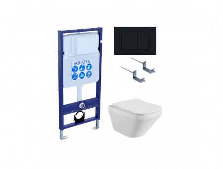 Комплект «Aquatek» SET Лира-012: Унитаз с Крышкой-Сиденьем, Инсталляция, Звукоизоляция, Клавиша и Крепления (INS-0000012+AQ1155-00)