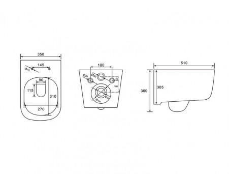 Комплект «Aquatek» SET Лугано 4в1: Унитаз с Тонким Сиденьем, Клавиша, Инсталляция и Крепления (INS-0000012+AQ2002-00)