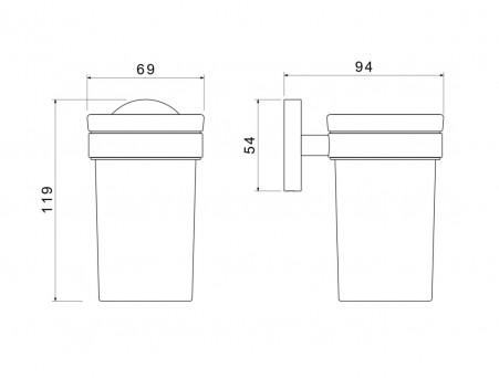 Стакан с Держателем «Aquatek» Европа, Черный Матовый/Белый Матовый  (AQ4104MB)
